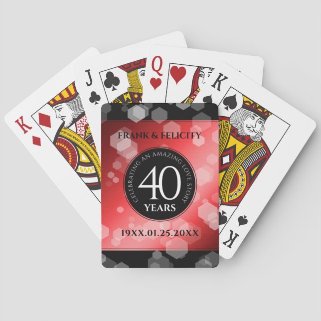 Elegant 40. Ruby Hochzeitstag Feier Spielkarten (Rückseite)