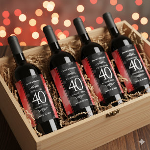 Elegant 40. Ruby Hochzeitstag Feier Weinetikett