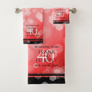 Elegant 40. Ruby Wedding Jubiläum Badhandtuch Set