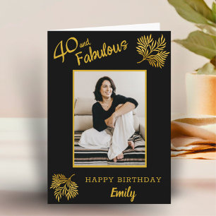 Elegant 40 und Fabelhaft Gold Laub 40. Geburtstag Karte