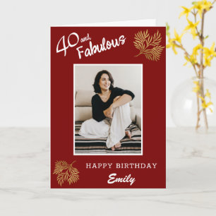 Elegant 40 und Fabelhaft Goldene Blätter 40. Gebur Karte