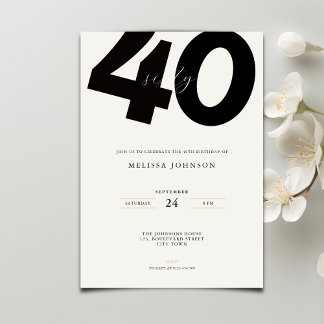 Elegant 40th Birthday Invitation - Minimal Style Einladung
