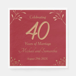 Elegant 40th Ruby Wedding Party Serviette