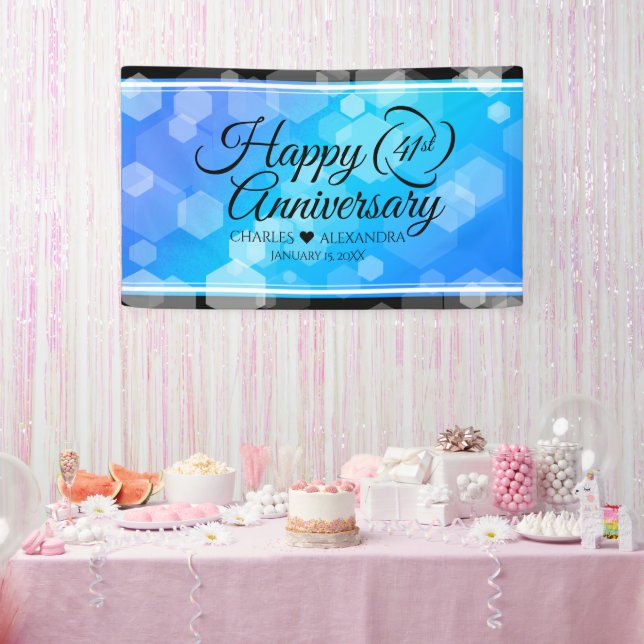 Elegant 41. Blue Topaz Hochzeitstag Banner (Party)