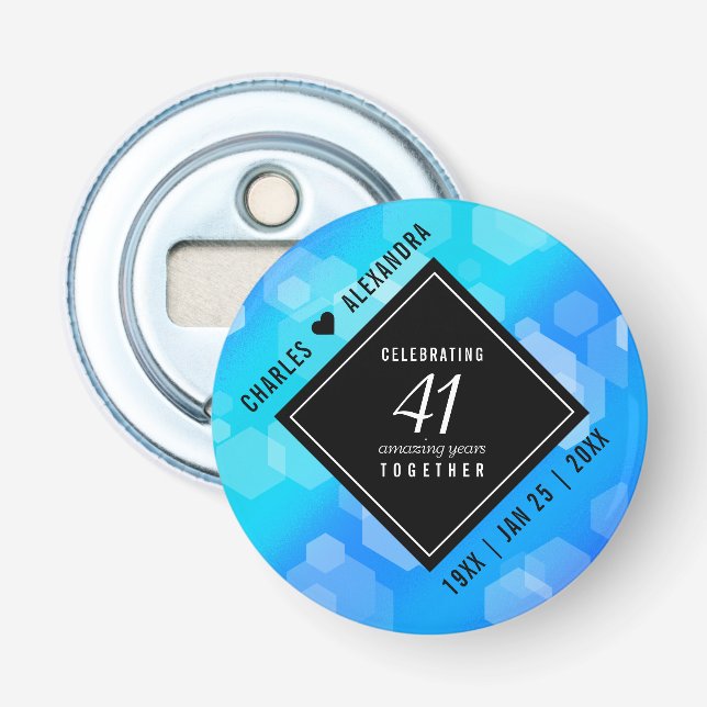 Elegant 41. Blue Topaz Hochzeitstag Flaschenöffner (Vorderseite)