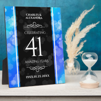 Elegant 41. Blue Topaz Hochzeitstag Fotoplatte