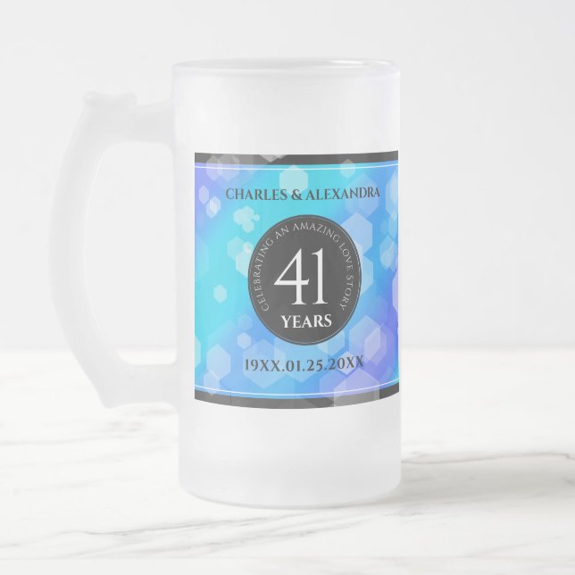 Elegant 41. Blue Topaz Hochzeitstag Mattglas Bierglas (Links)