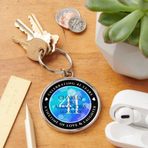 Elegant 41. Blue Topaz Hochzeitstag Schlüsselanhänger