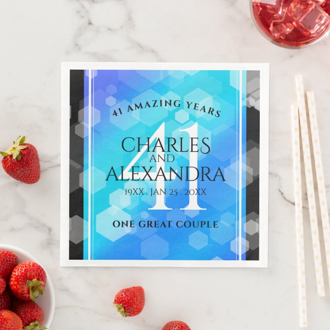 Elegant 41. Blue Topaz Hochzeitstag Serviette (Beispiel)