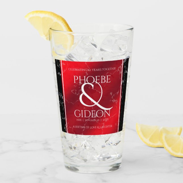 Elegant 42. Jasper Hochzeitstag Glas (Vorderseite Ice)