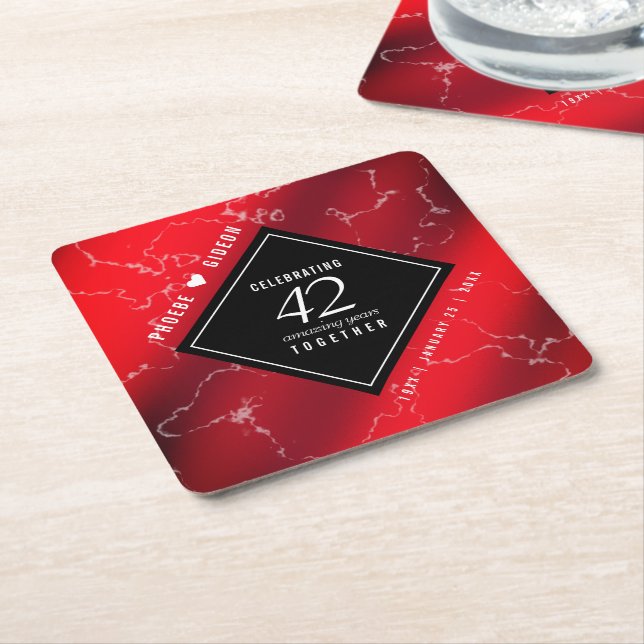 Elegant 42. Jasper Wedding Anniversary Square Rechteckiger Pappuntersetzer (angewinkelt)