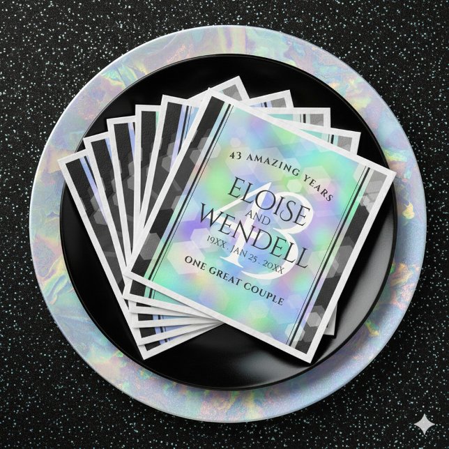 Elegant 43. Opal Hochzeitstag Serviette (Elegant 43rd Opal Wedding Anniversary Napkins Cover Photo)