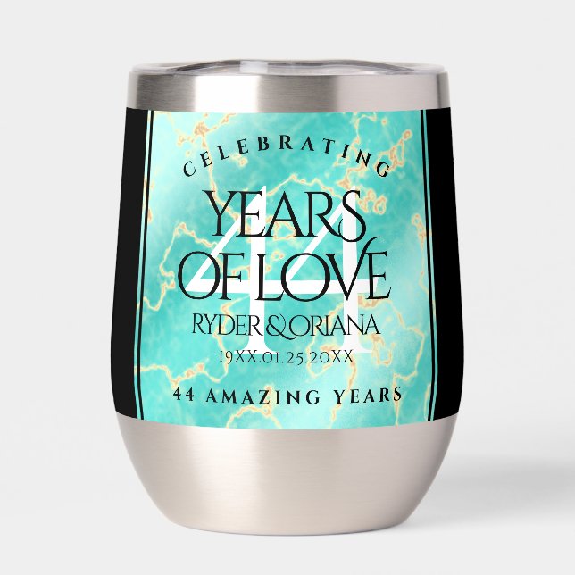 Elegant 44. Hochzeitstag in Türkis (Rückseite)