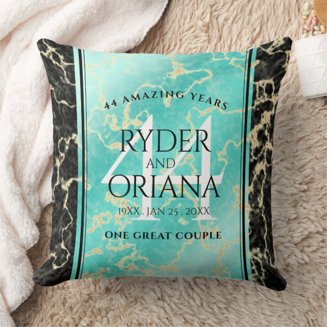 Elegant 44. Hochzeitstag in Türkis Kissen (Decke)