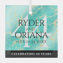 Elegant 44. Hochzeitstag in Türkis Ornament Aus Glas