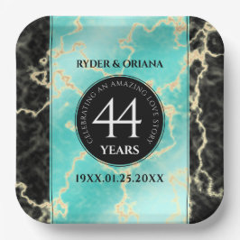 Elegant 44. Hochzeitstag in Türkis Pappteller