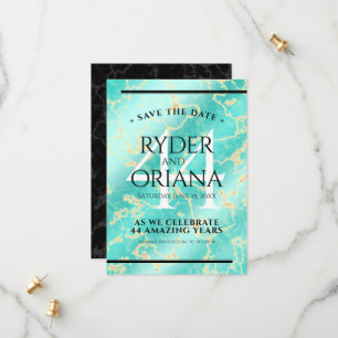 Elegant 44. Hochzeitstag in Türkis Save The Date