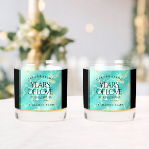 Elegant 44. Hochzeitstag in Türkis Whiskyglas