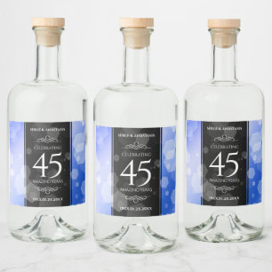 Elegant 45. Sapphire Hochzeit Jahrestag Alkoholflaschenetikett