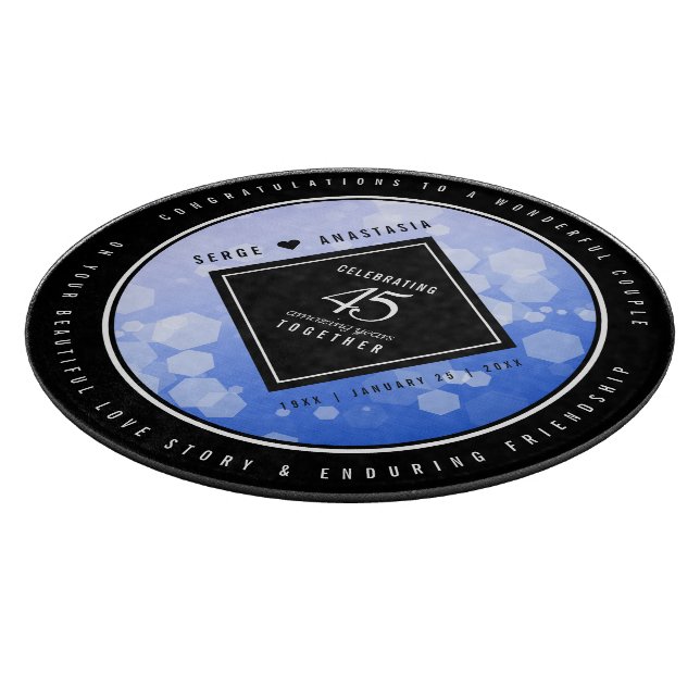 Elegant 45. Sapphire Hochzeit Jahrestag Schneidebrett (Ecke)