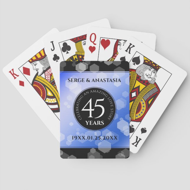 Elegant 45. Sapphire Hochzeit Jahrestag Spielkarten (Rückseite)