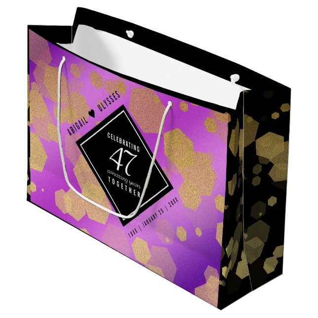 Elegant 47. Geburtstag von Amethyst Große Geschenktüte (Vorderseite Schrägansicht)