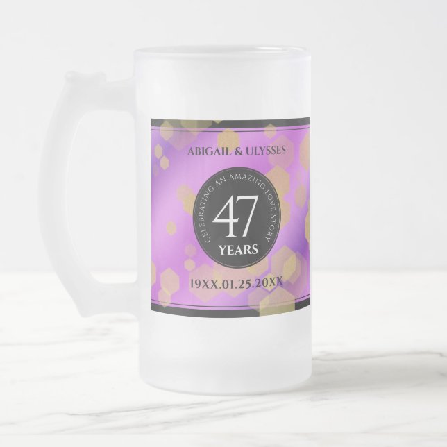 Elegant 47. Geburtstag von Amethyst Mattglas Bierglas (Links)