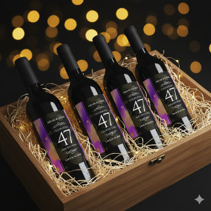 Elegant 47. Geburtstag von Amethyst Weinetikett