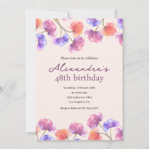 Elegant 48. Geburtstag Einladungen Boho Floral Chi