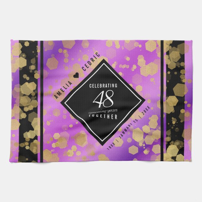 Elegant 48. Geburtstag von Amethyst Geschirrtuch (Horizontal)