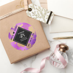 Elegant 48. Geburtstag von Amethyst Runder Aufkleber