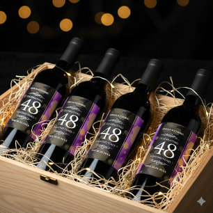 Elegant 48. Geburtstag von Amethyst Weinetikett