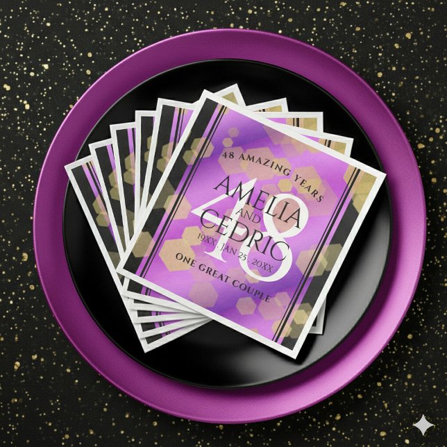 Elegant 48th Amethyst Wedding Anniversary Serviette (Elegant 48th Amethyst Wedding Anniversary Napkins Cover Photo)