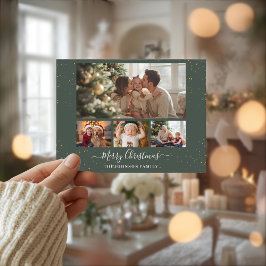 Elegant 4 Photo Christmas Card Feiertagspostkarte