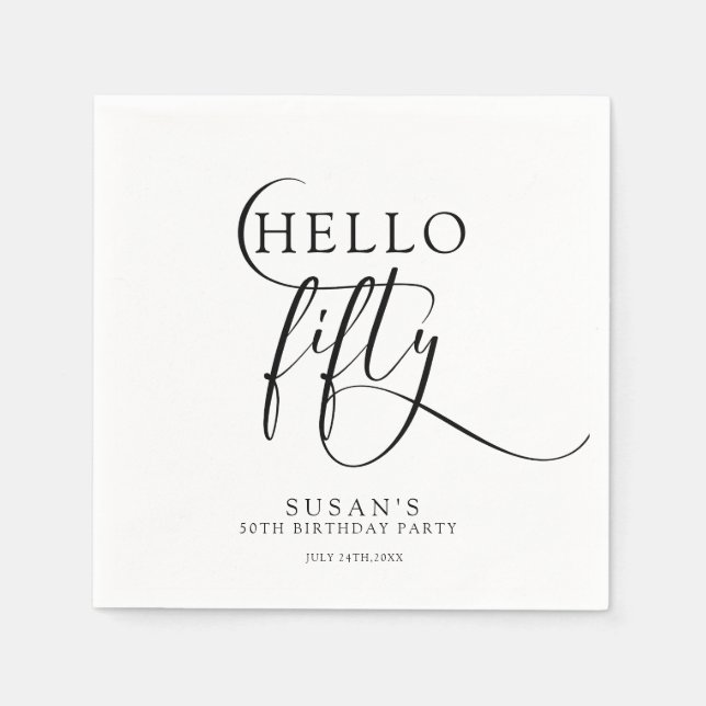 Elegant 50. 50. Geburtstag Serviette (Vorderseite)