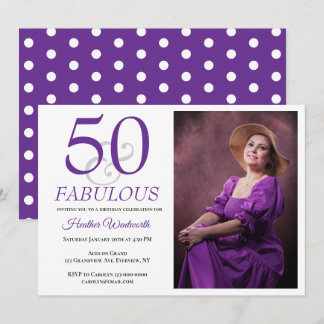 Elegant 50 and Fabulous 50th Birthday Photo Einladung