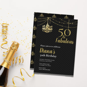 Elegant 50 & Fab 50. Geburtstag Goldener Kronleuch Einladung