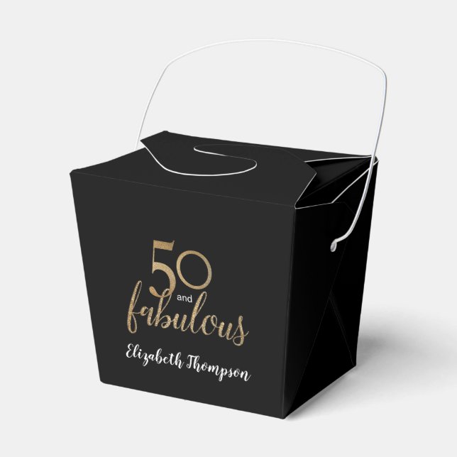 Elegant 50 & fabelhaft Birthday Box Imitate schwar Geschenkschachtel (Vorderseite)