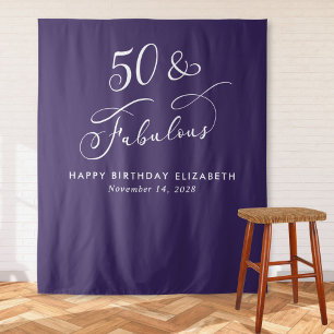 Elegant 50 fabelhafte Lila 50. Geburtstagsparty Wandteppich