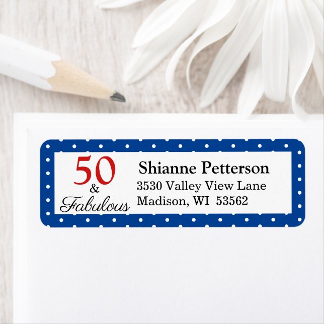 Elegant 50 & Fabulous 50. Geburtstag Blue Address (Insitu)