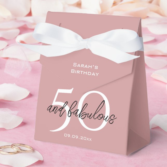Elegant 50 & Fabulous Geburtstag Dusty Pink Girly Geschenkschachtel (Hochzeit)