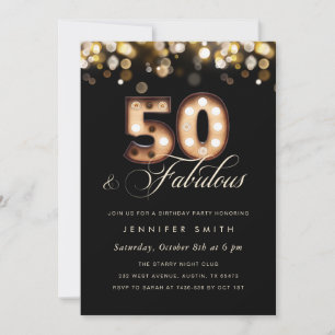 Elegant 50. Geburtstag Einladung Black and Gold