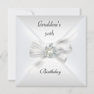 Elegant 50. Geburtstag Einladung Pearl White