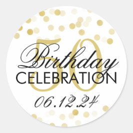 Elegant 50. Geburtstag Gold Foil Glitzer Lights Runder Aufkleber