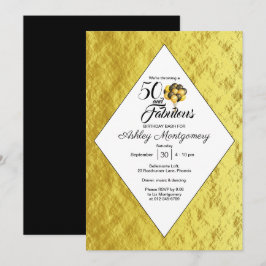 Elegant 50. Geburtstag Gold Foil Schwarze Typograf Einladung