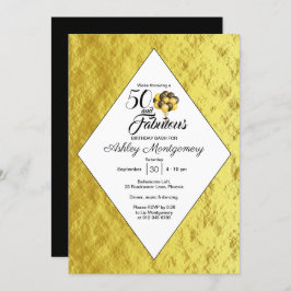 Elegant 50. Geburtstag Gold Foil Schwarze Typograf Einladung