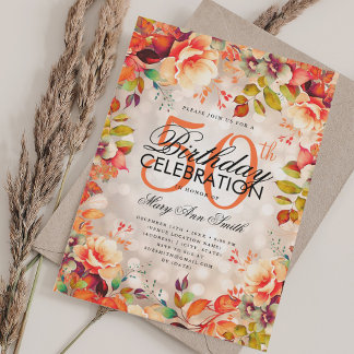 Elegant 50. Geburtstag Kupfer Herbst Herbst Blüte Einladung