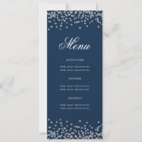 Elegant 50 Geburtstag Menü Silver Navy Blue Confet