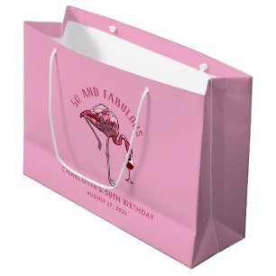 Elegant 50. Geburtstag Pink Flamingo Novelty Große Geschenktüte