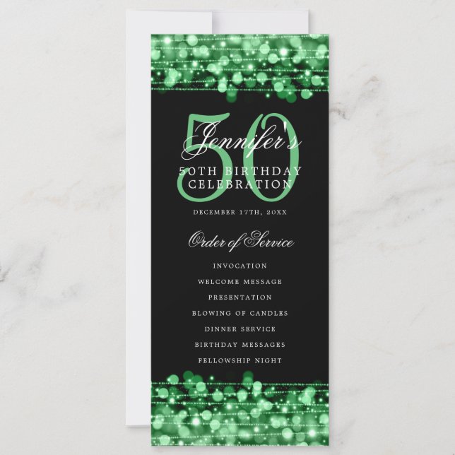 Elegant 50. Geburtstag Programm Grüne Lichter (Vorderseite)